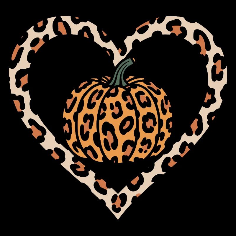 Leopard Print Pumpkin Heart Design