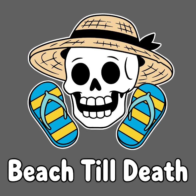 Beach Till Death Skeleton with Hat