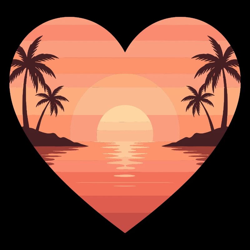 Heart sunset on the beach