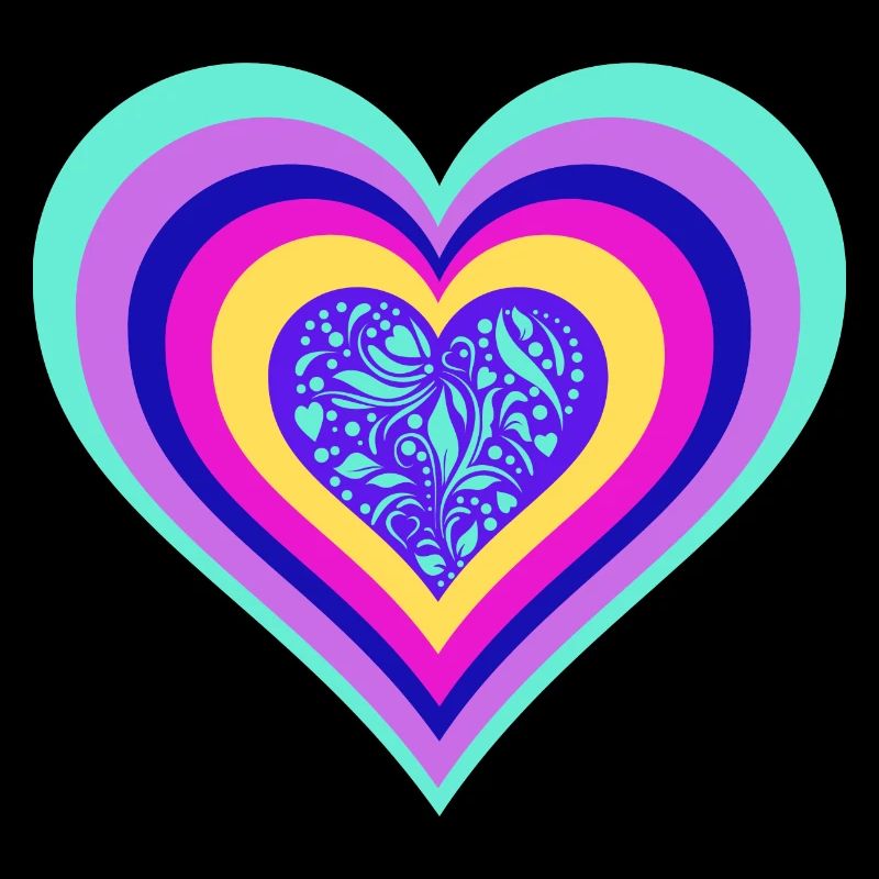 Colorful heart with floral pattern