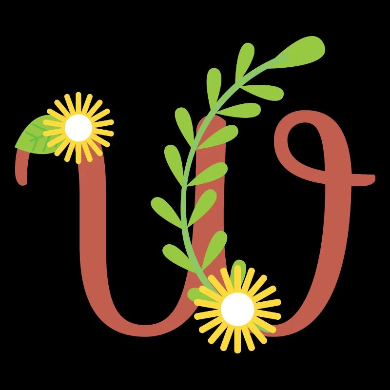 Eleganter Buchstabe 'W' mit Blumen