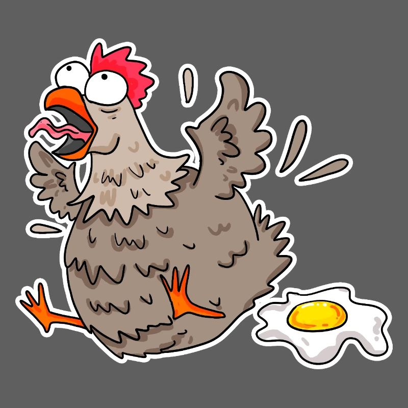 Funny Chicken with Egg Cartoon