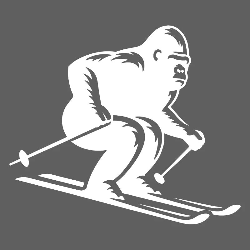 Monkey Gorilla Chimpanzee Ski Silhouette Design