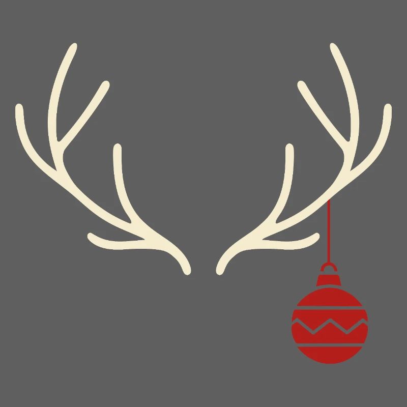 Geweih mit roter Weihnachtskugel – Yule Stil