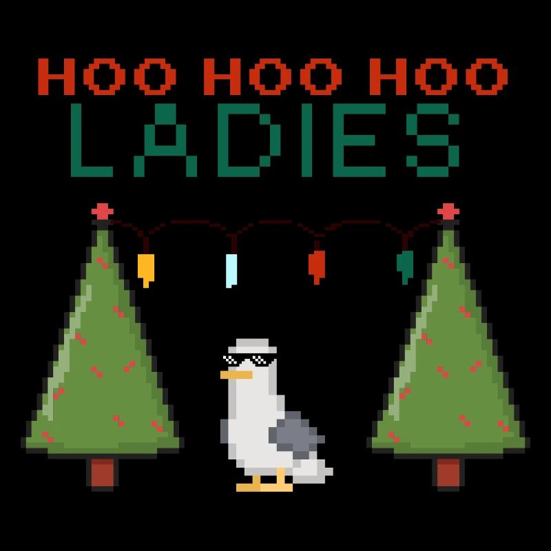 HooHooHoo Damen Pixel Weihnacht