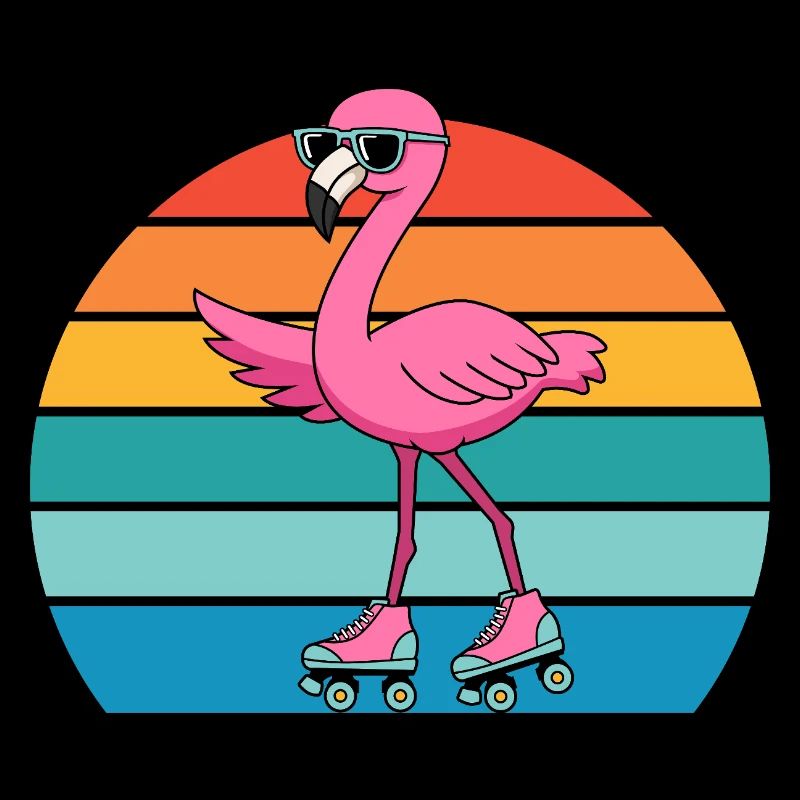 Flamant rose rétro exotique avec lunettes de soleil