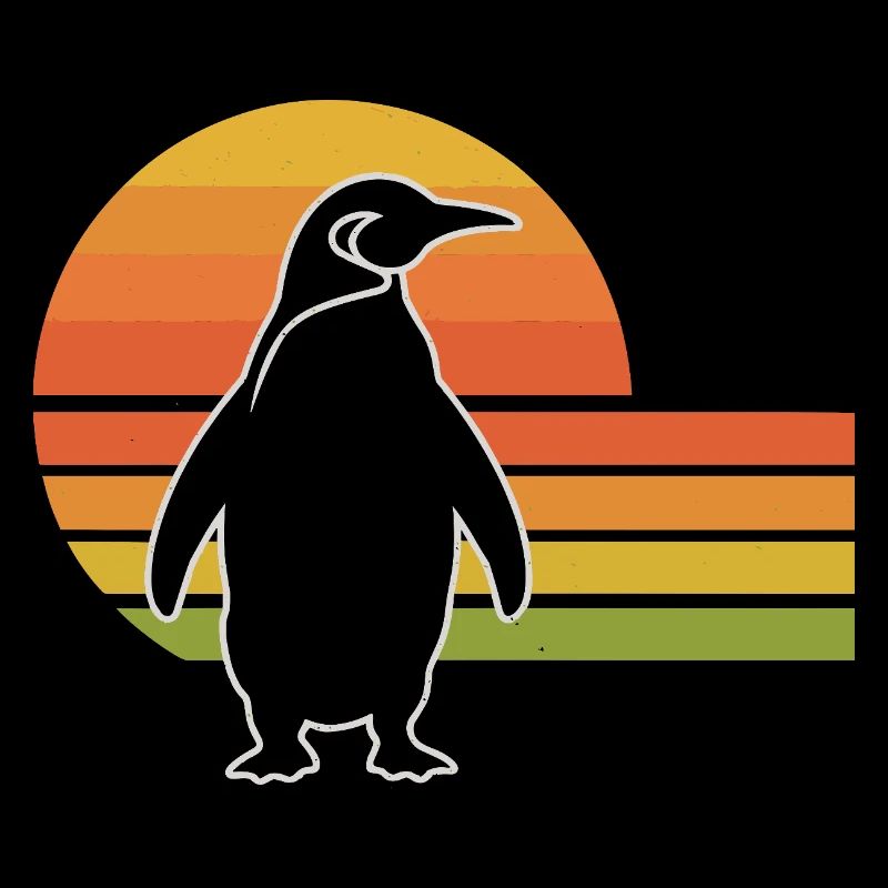 Silhouette de pingouin au coucher du soleil