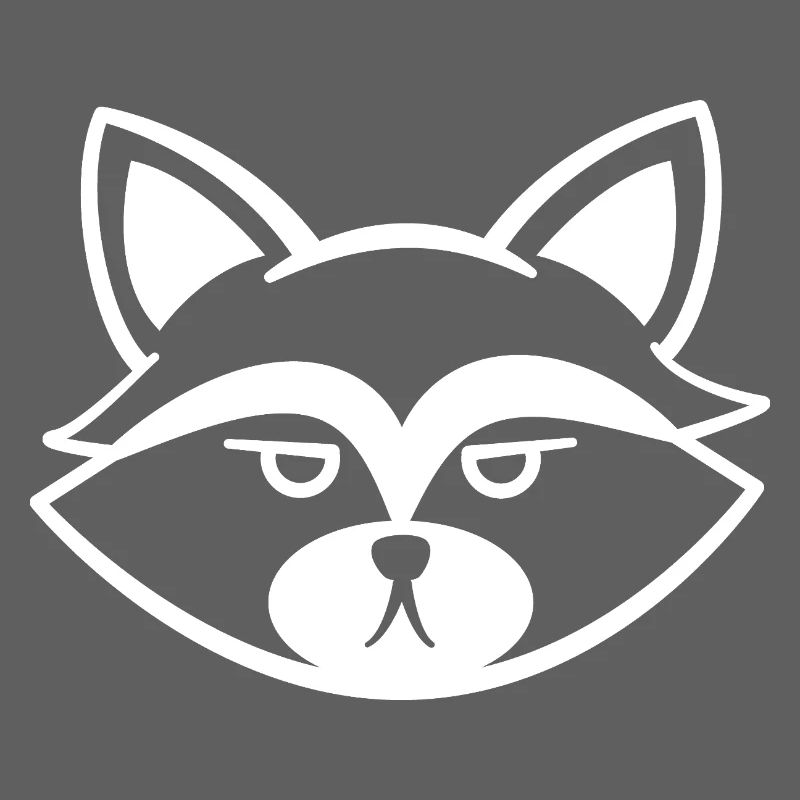 Grumpy raccoon face black and white