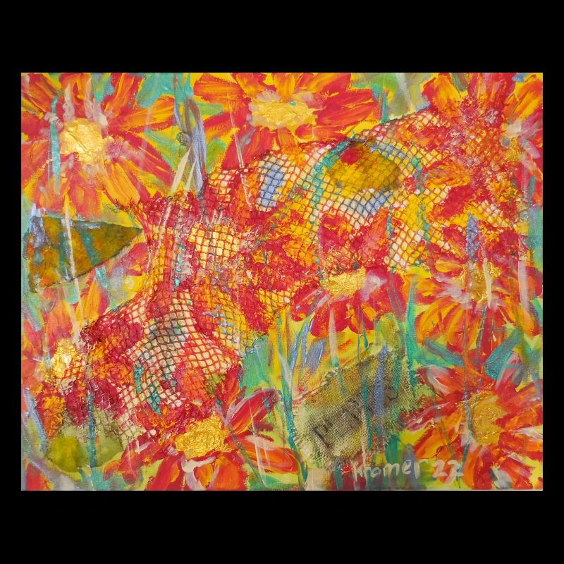 Prairie fleurie vivante dans le style impression