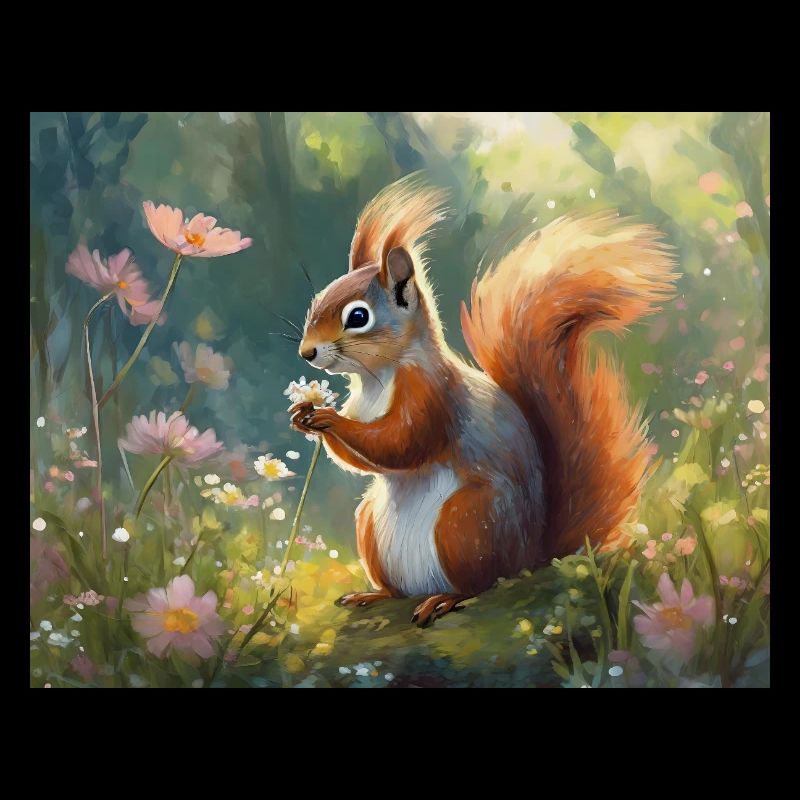 Eichhörnchen im Blumengarten