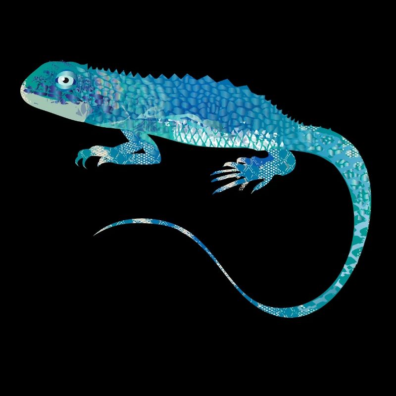 blue iguana collage of different patterns