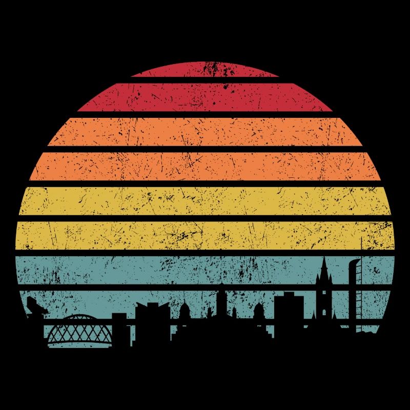 Retro Sunset Skyline Silhouette
