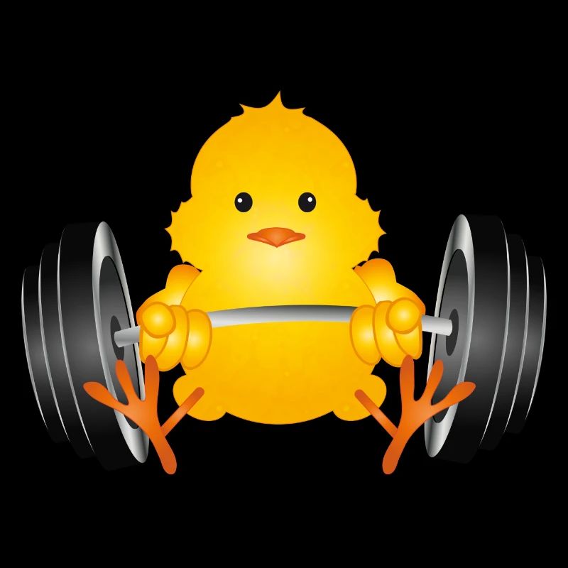 Bodybuilder Küken mit Hantel beim Training