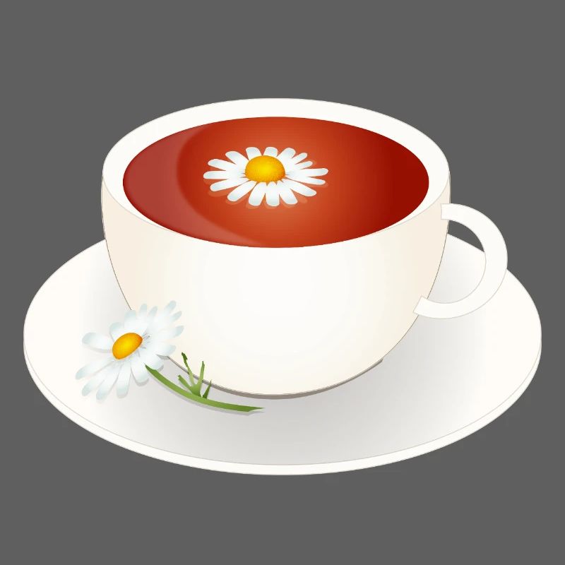 Chamomile tea motif with flower in elegant cup