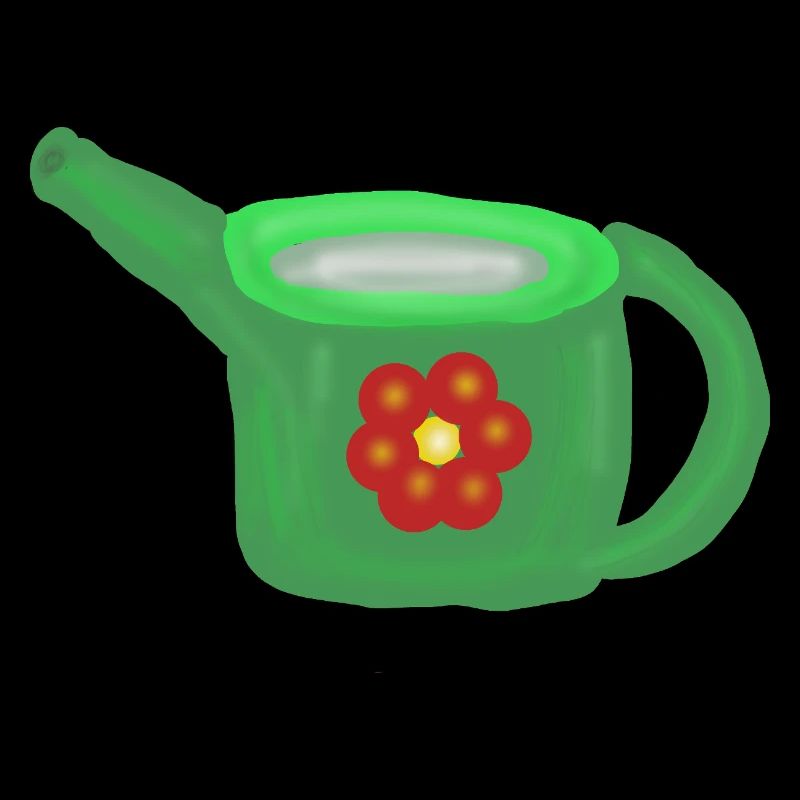 Arrosoir vert avec fleur rouge