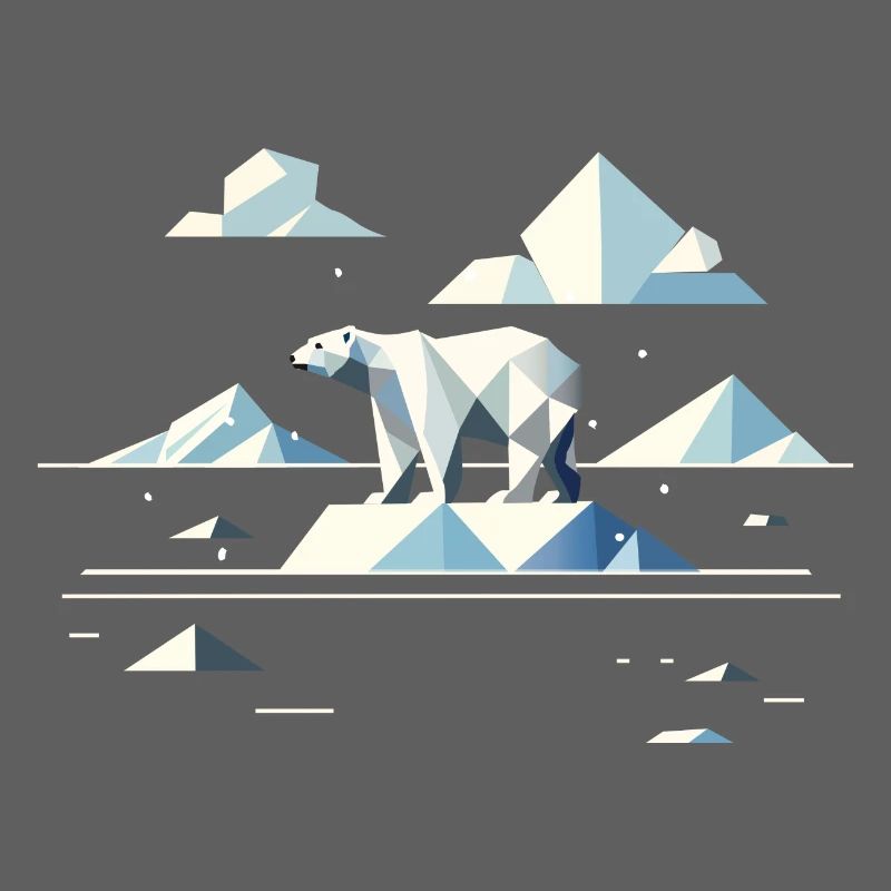 Geometric Polar Bear on Floe–Arctic Calm