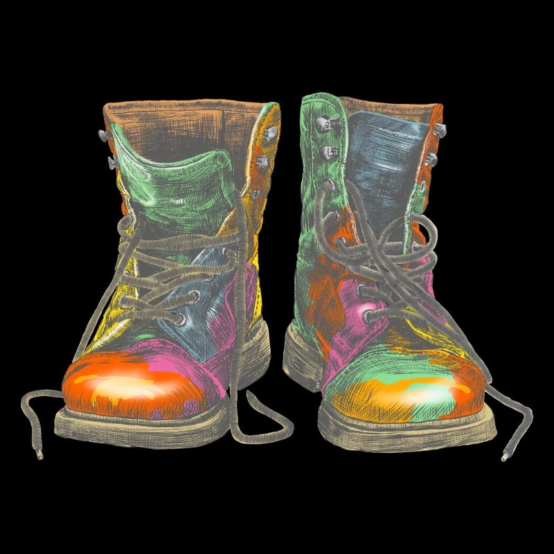 Colorful graffiti boots illustration