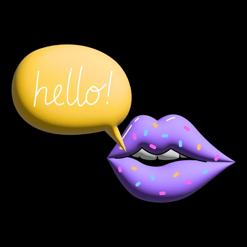 Bouche Hello Lèvres Rétro 3D Coloré