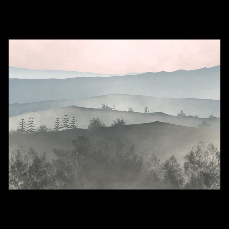 Lever de soleil dans les montagnes de brume