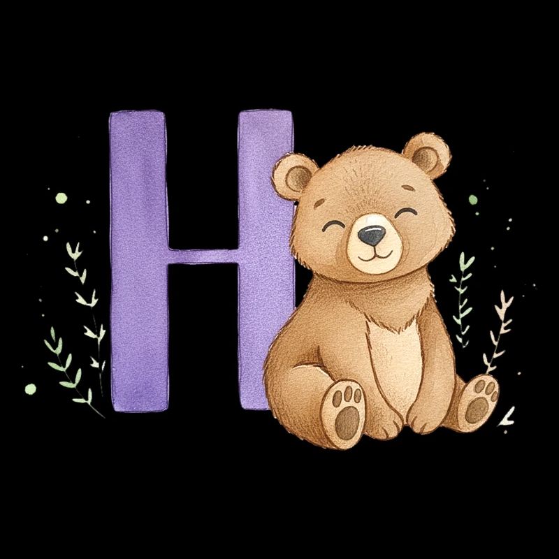 Cuddly bear on the letter H