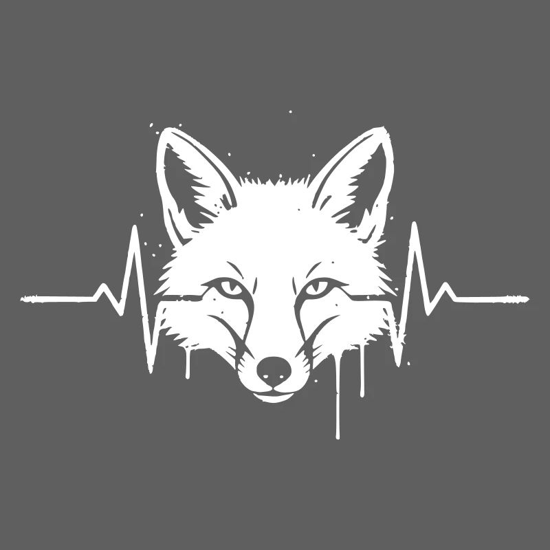 Fox Head Heartbeat Graffiti Vector