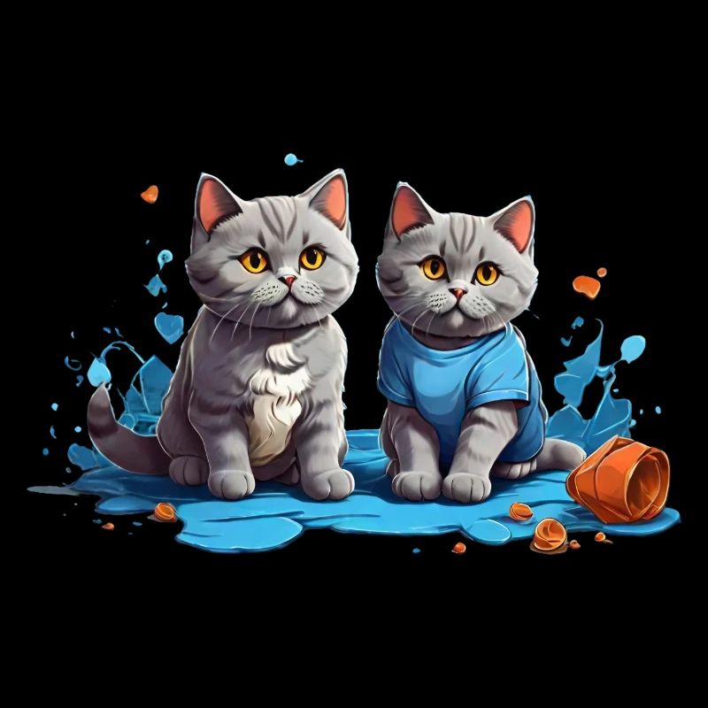 Cat Lovers in Blue Puddle
