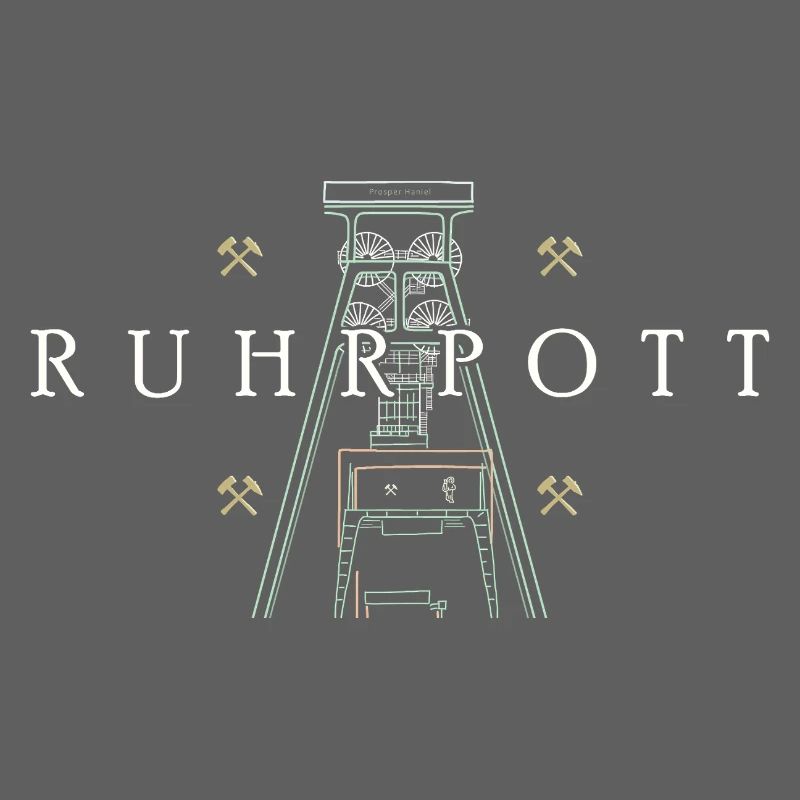 Ruhrpott, dessin à la main de la tour de la mine Prosper-Haniel