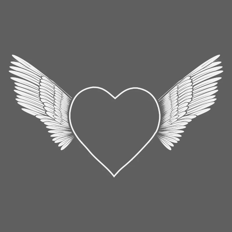 Heart with wings- white-
