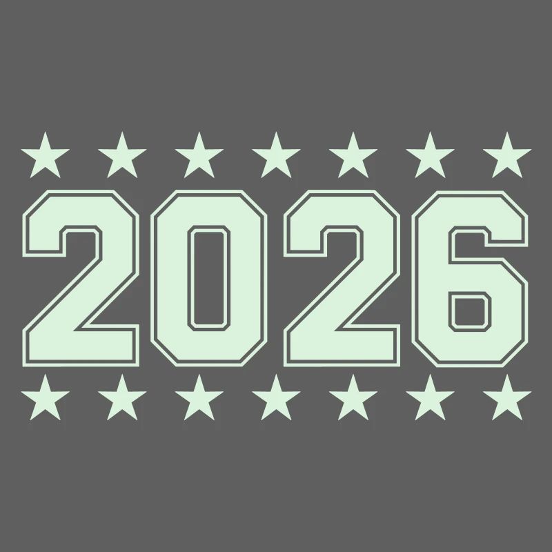 2026 Retro Block Font with Stars