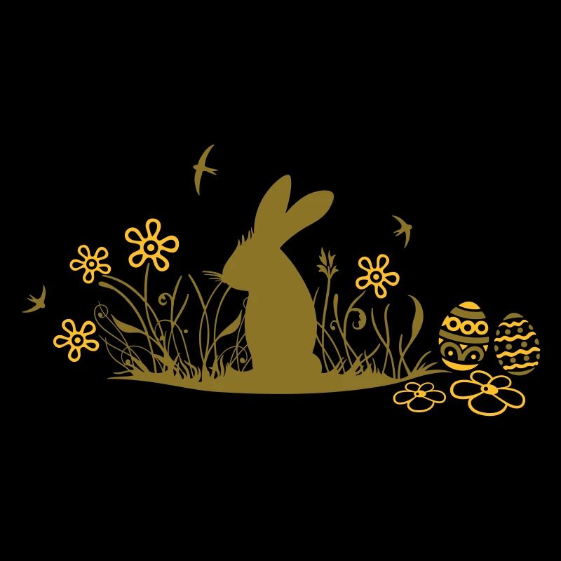 Easter bunny with Easter Eggs and flowers