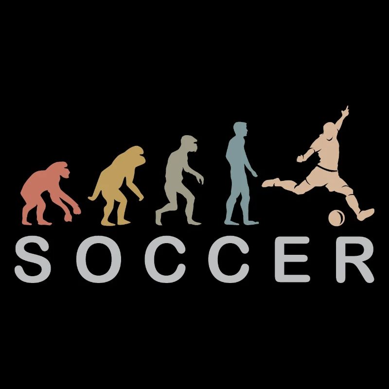 Fußball Evolution retro Farben Fußballer Symbol