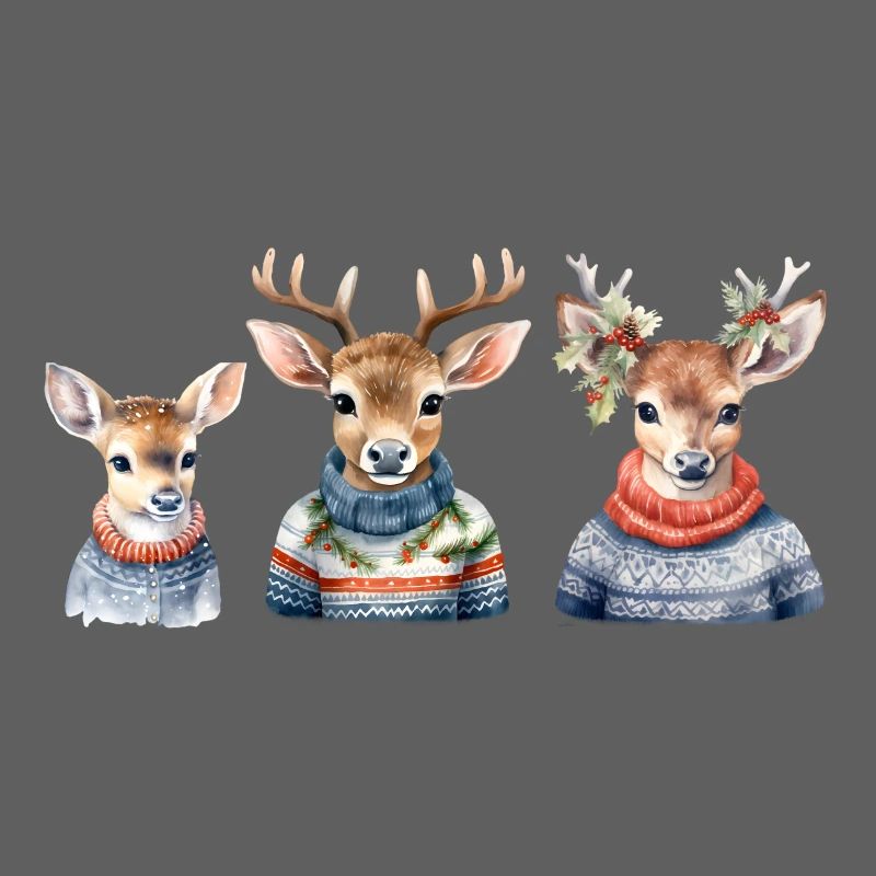 Winterhirsche Pullover-Trio