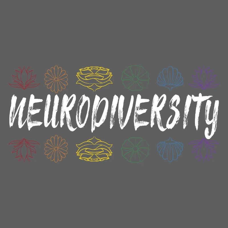 Neurodiversity Rainbow Floral Typography