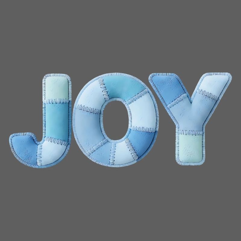 Lettrage Joyeuse en patchwork bleu