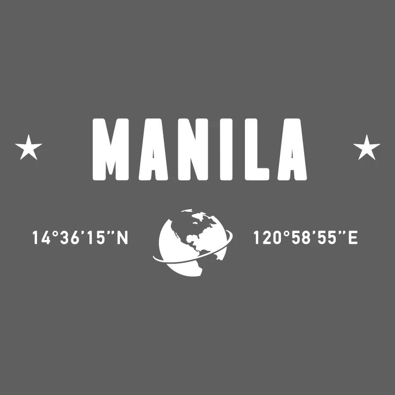 Manila Philippines Coordinates Planet Earth White