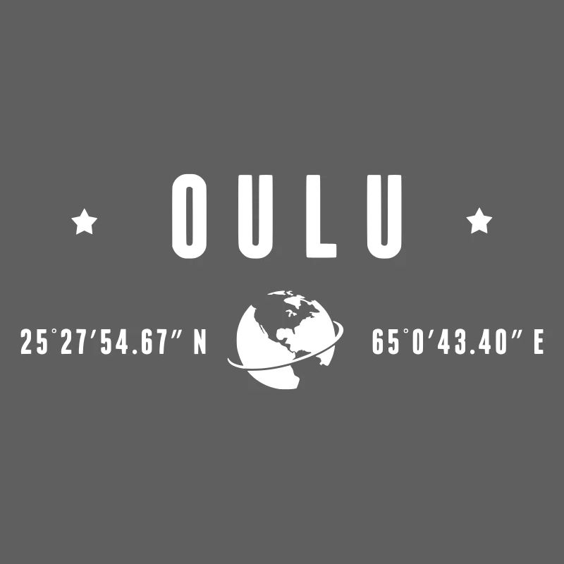 Oulu GPS Coordinates Typography White