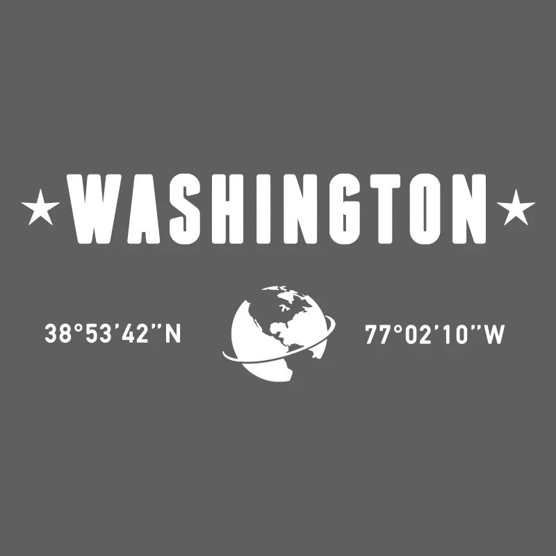 Washington DC Coordinates Planet Earth White