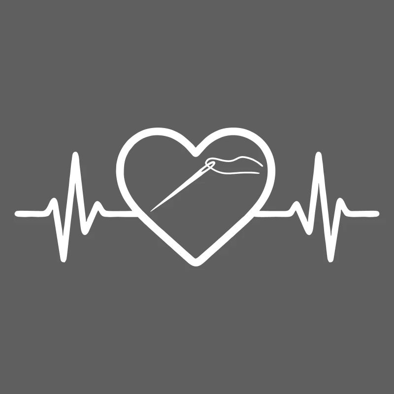 Sewing Spool Needle Scissors Heart