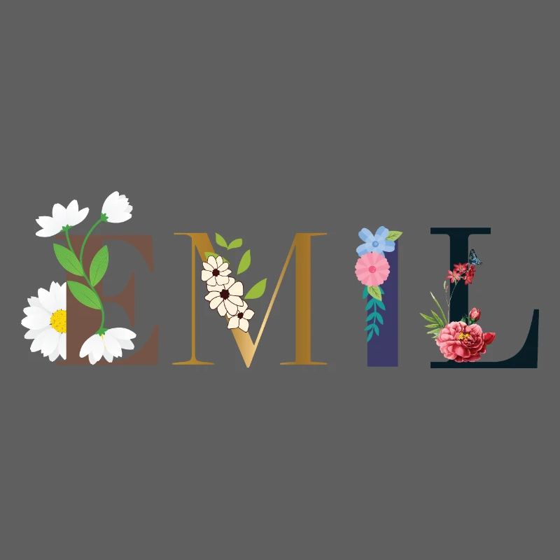 EMIL name decorated with flowers