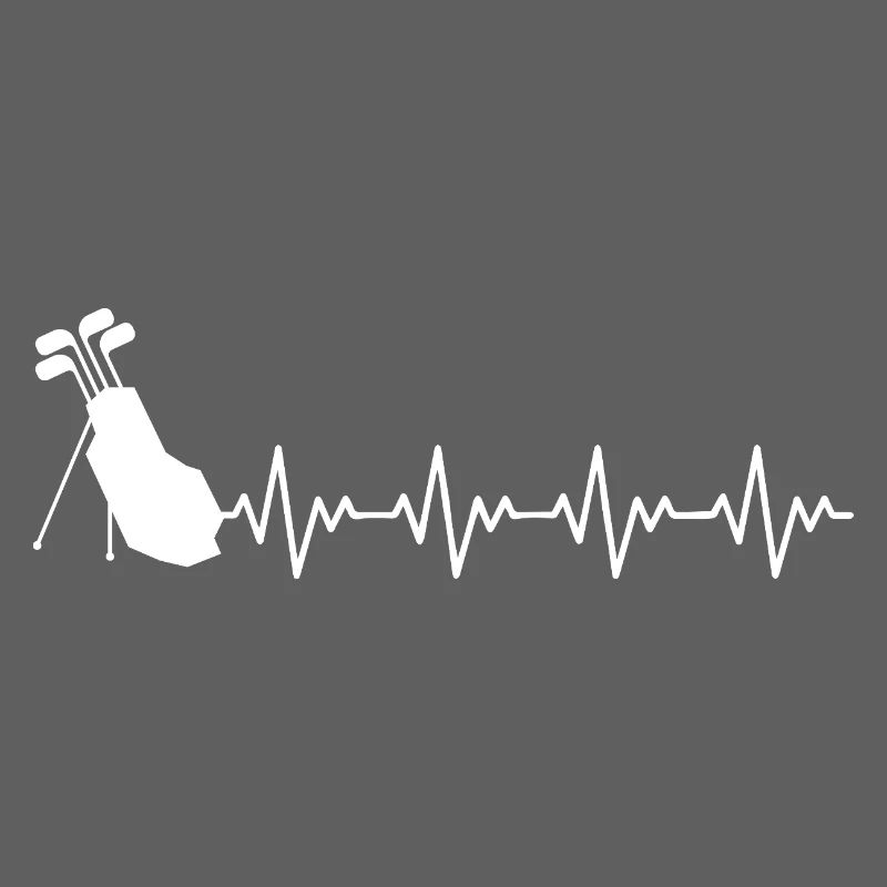 Golf Golfer Golfer Golf Bag ECG Heartbeat