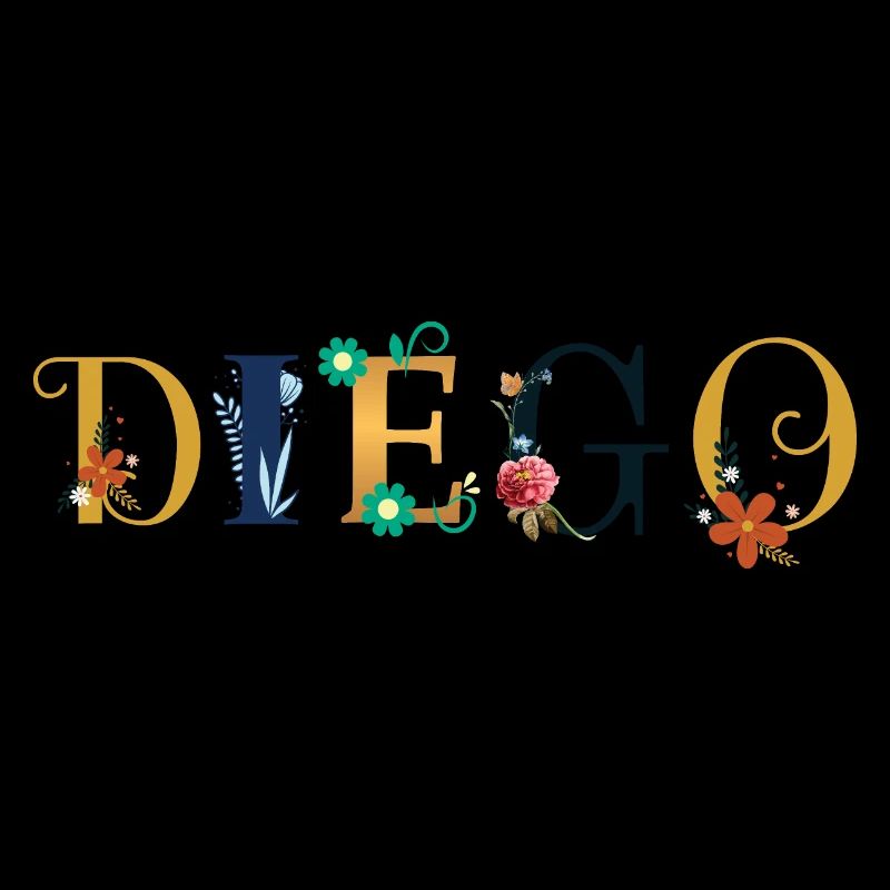 Nom DIEGO orné de fleurs