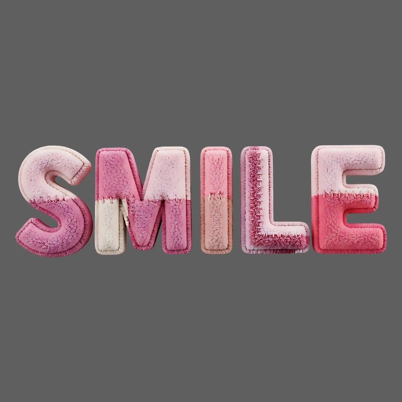 Plush Smile Lettering Patchwork Trend