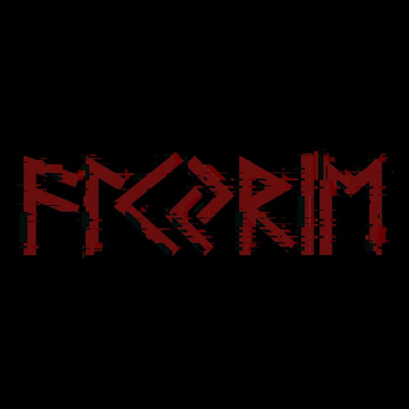 Valkyrie lettering red runes