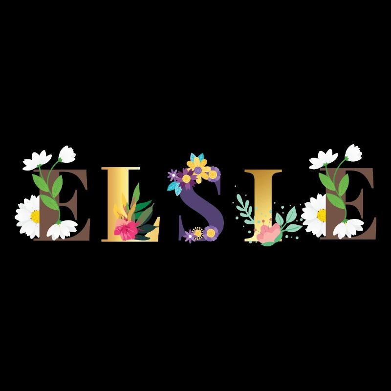 Art du nom ELSIE avec fleurs brodées