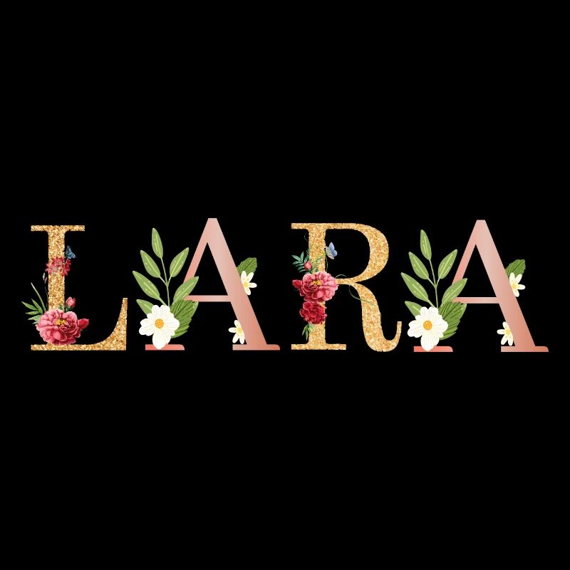 Art du nom LARA avec des fleurs brodées