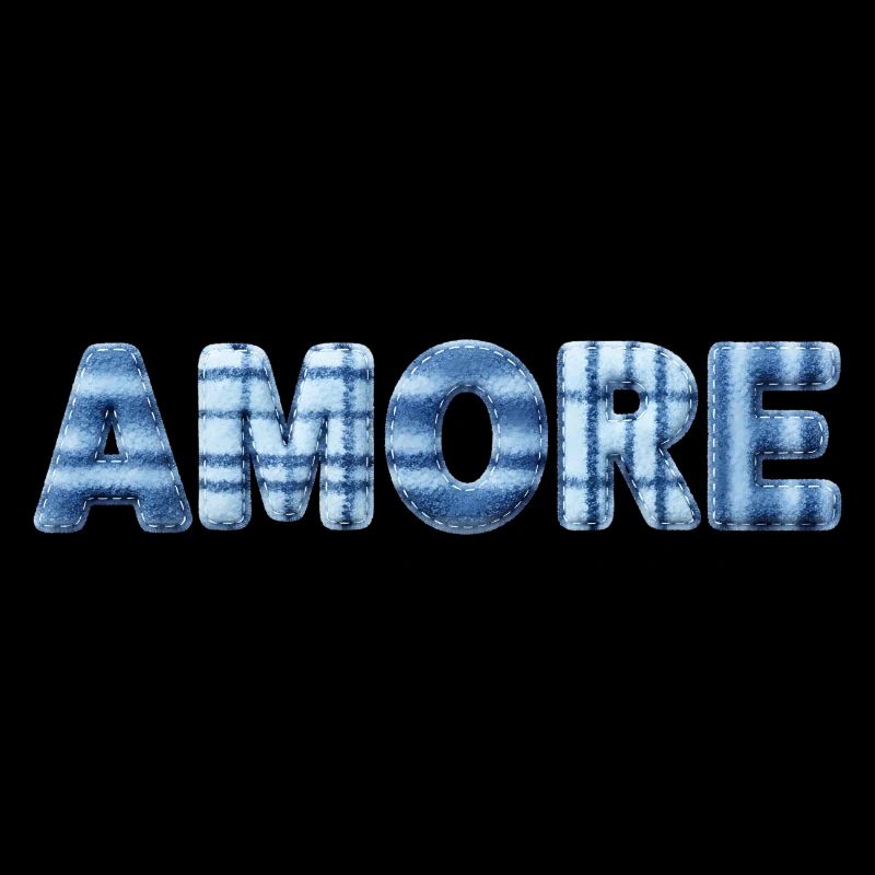 Amore Eisblau Schriftzug Patchwork Trend
