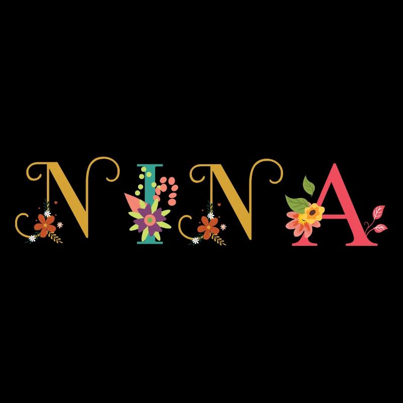 Art du nom NINA avec fleurs brodées