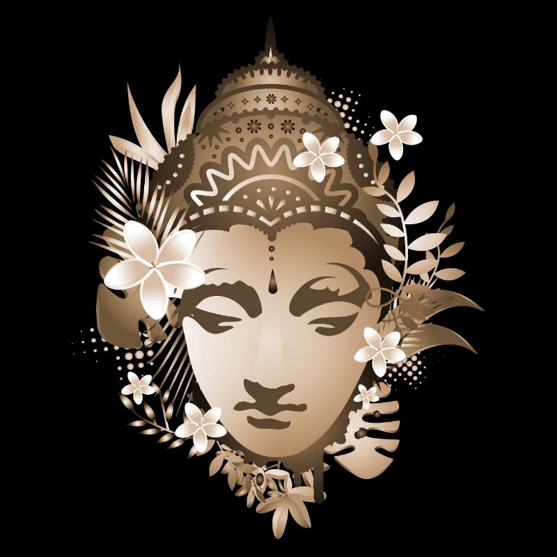 Harmonious Buddha with floral ornaments