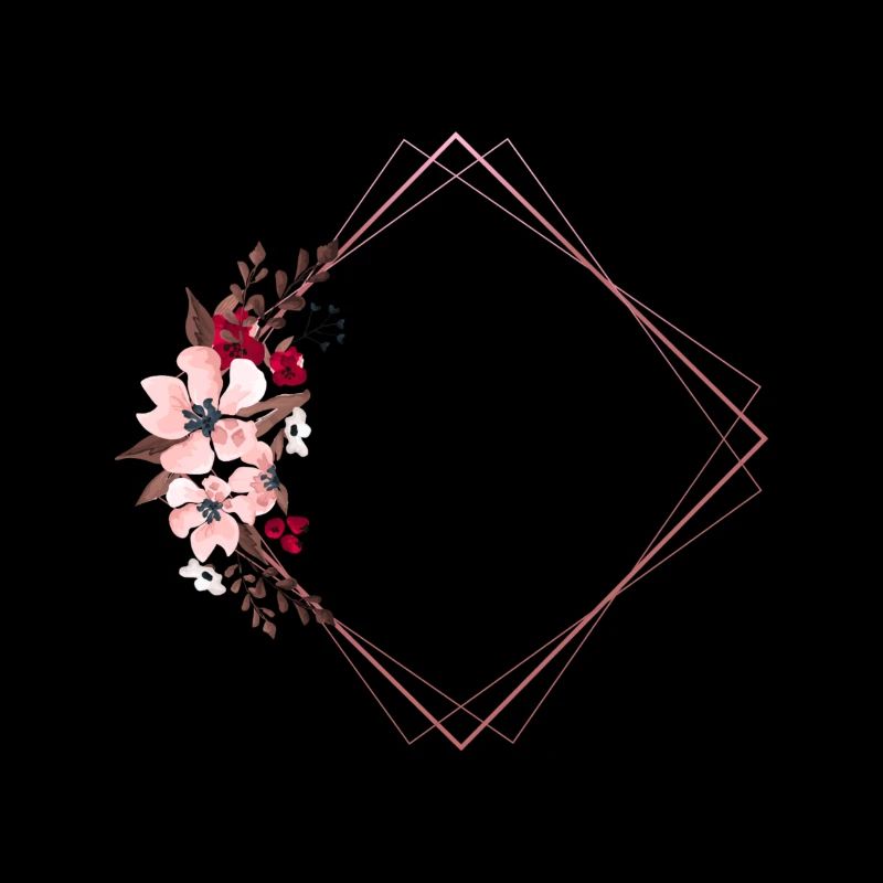 Flowers in Rectangular Frame / Pink Tones
