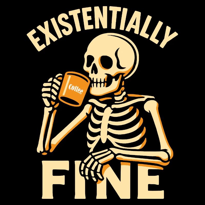 Existentially Fine Funny Coffee Skeleton Shirt